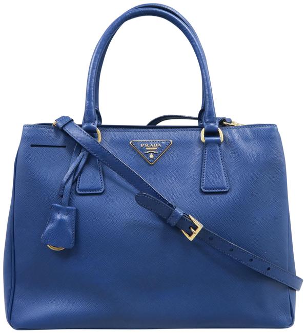 Prada Galleria Lux Medium Saffiano Navy Calfskin Leather Tote