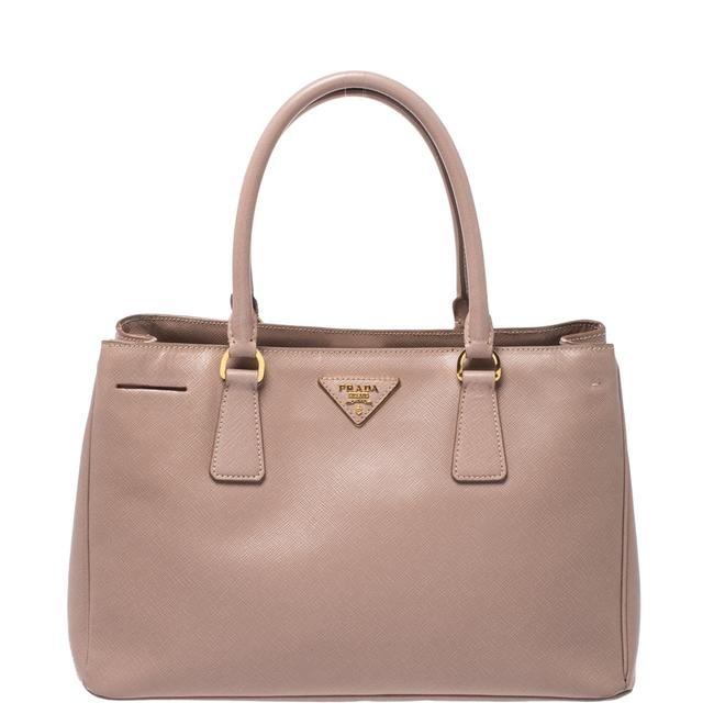 Prada Galleria Lux Nude Saffiano Small Beige Leather Tote