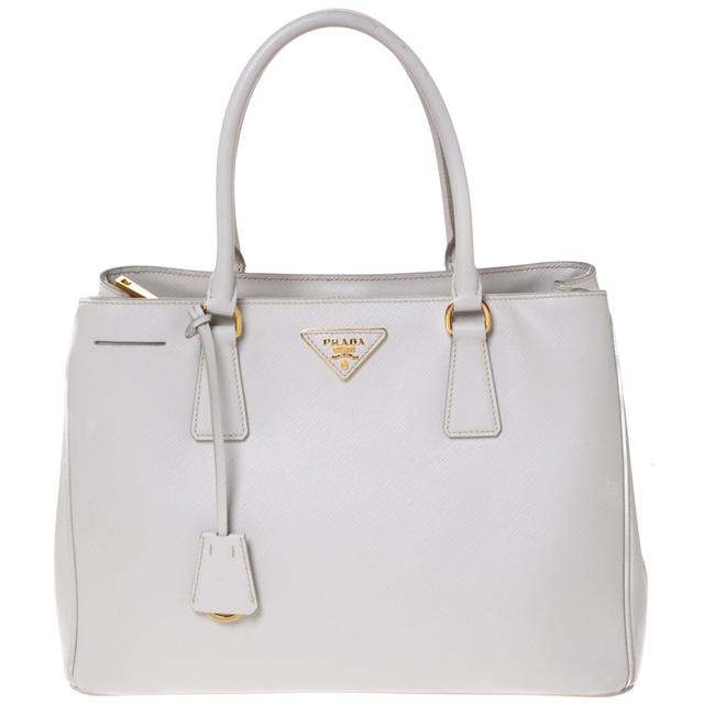 Prada Galleria Lux Saffiano Medium White Leather Tote