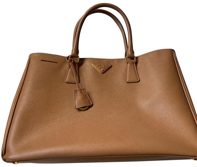 Prada Galleria Saffiano Large Camel Cross Grain Leather Tote