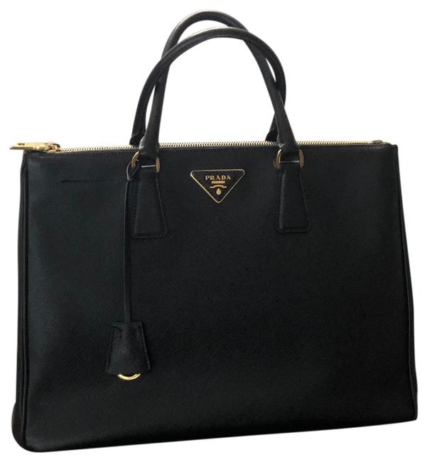 Prada Galleria Double Saffiano Large Zip Leather Cross Grain Tote