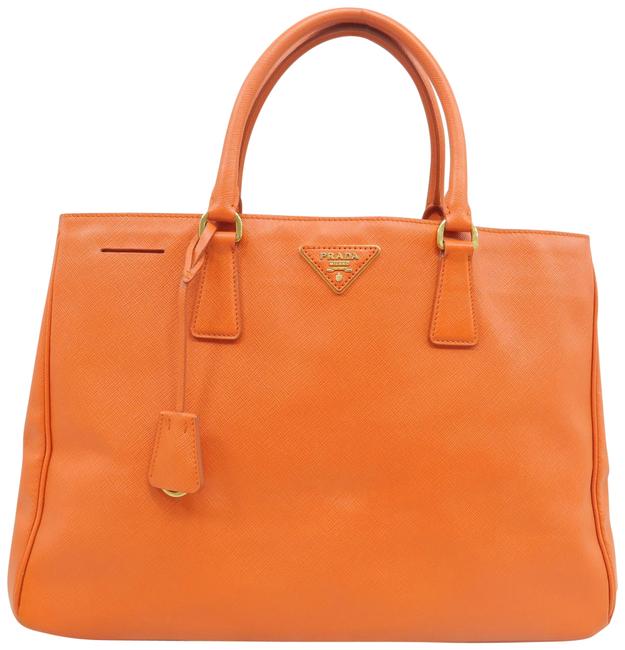 Prada Galleria Small Orange Saffiano Leather Tote