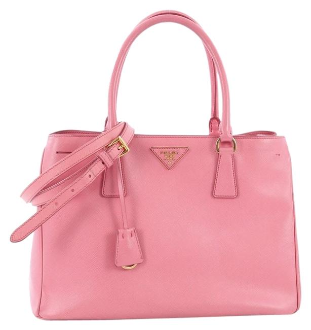 Prada Gardeners Saffiano Medium Pink Leather Tote