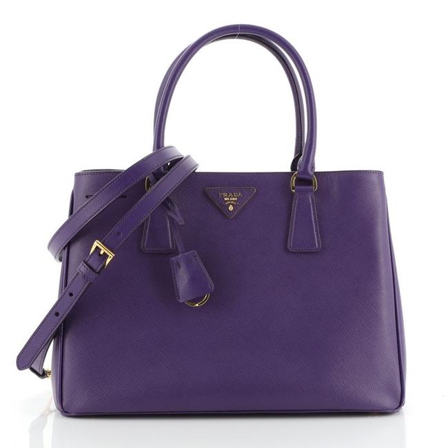 Prada Gardeners Saffiano Medium Purple Leather Tote