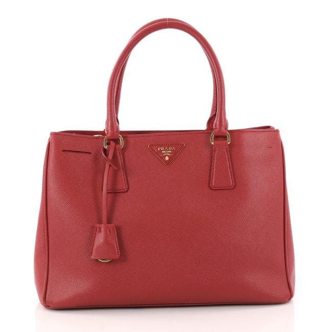 Prada Gardeners Saffiano Medium Red Leather Tote