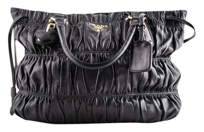 Prada Gauffre Nappa Black Leather Tote