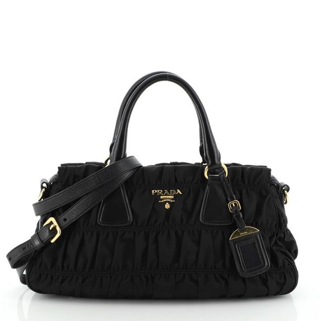 Prada Gaufre Convertible Tessuto Medium Black Fabric Tote