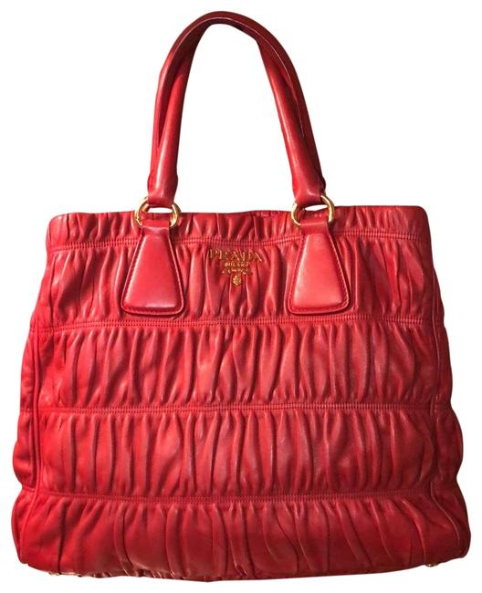 Prada Gaufre Handlebag CrimsonRed Nappa Leather Tote