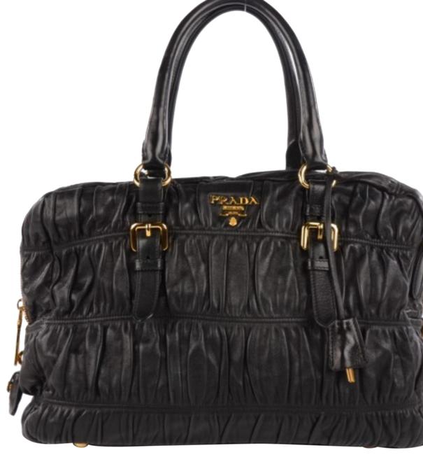 Prada Gaufre Nero Satchel Black Lambskin Leather Tote