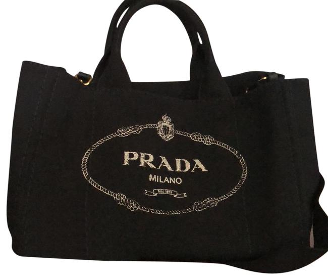 Prada Giardiniera Nero Canvas Tote