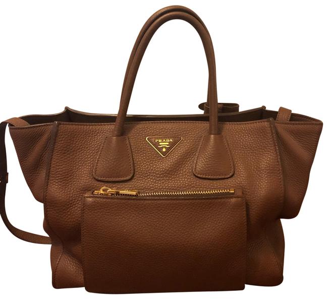Prada Glace Calf Tan Brown Calfskin Leather Tote