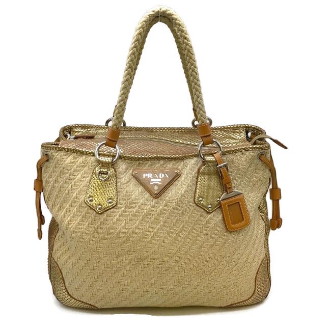Prada Gold StrawPython Tote