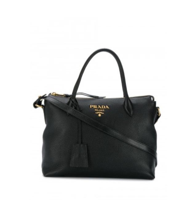 Prada Gr New Hand Black Leather Tote