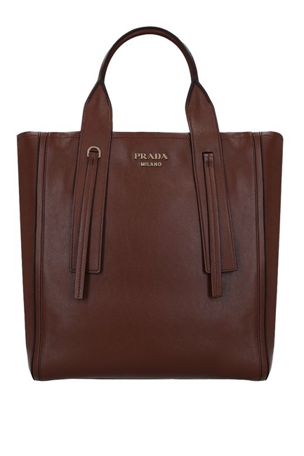 Prada Grace Luxe Shopper Brown Leather Tote