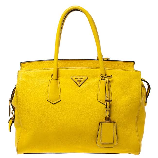 Prada Grained Yellow Leather Tote