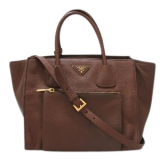 Prada W Great Condition Light Daino WGold Hardware Brown Leather Tote
