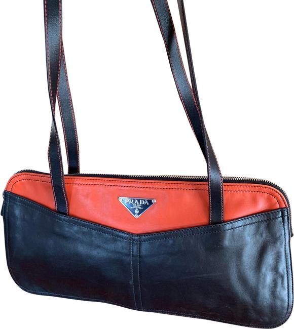 Prada Handbag Black Orange Leather Tote