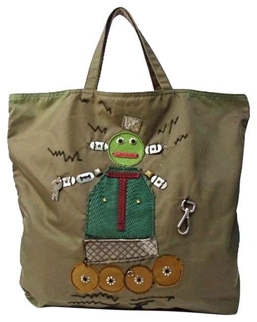Prada Khaki Green Nylon Tote