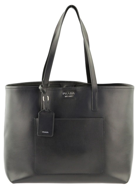 Prada Large Black Leather Tote