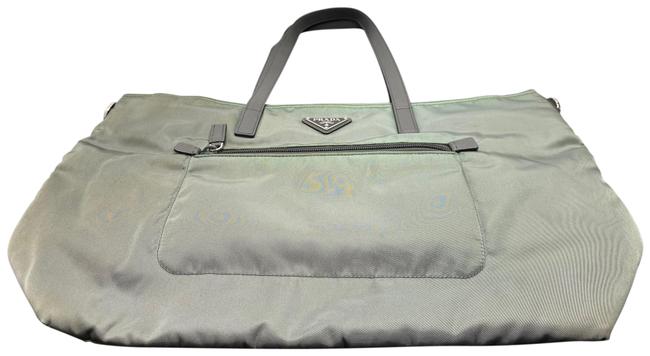 Prada Large Grey. Faded Green Nylon Tote