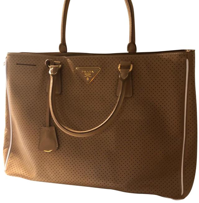 Prada Large Saffiano Fori Bn1844 Camel Leather Tote
