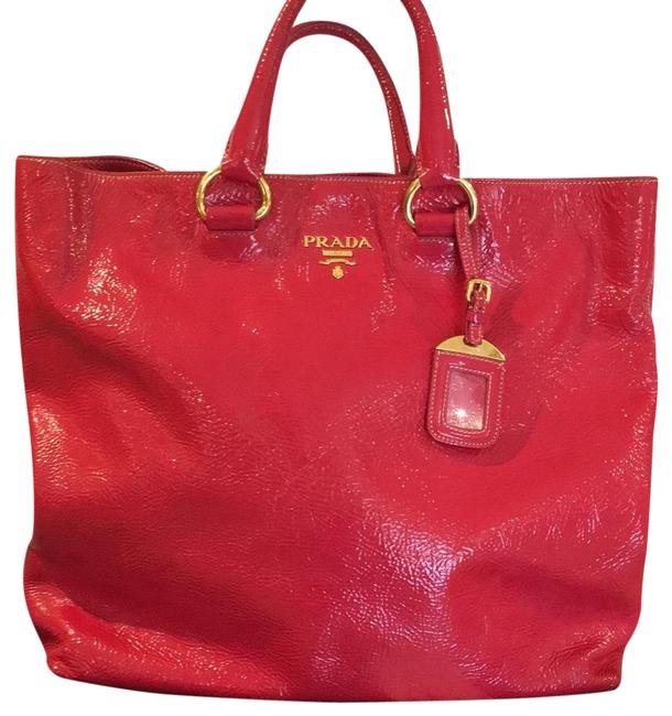 Prada Shoulder Bag Large Fuchsia Leather Tote