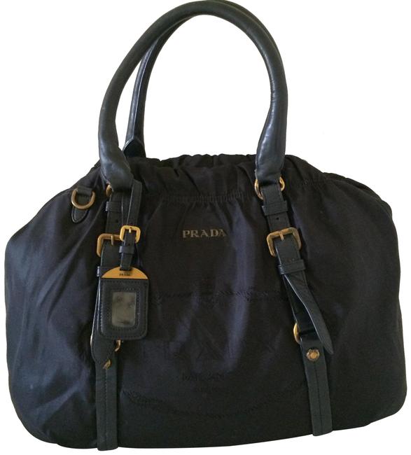 Prada Large Tessuto Leather Trim Black Nylon Tote