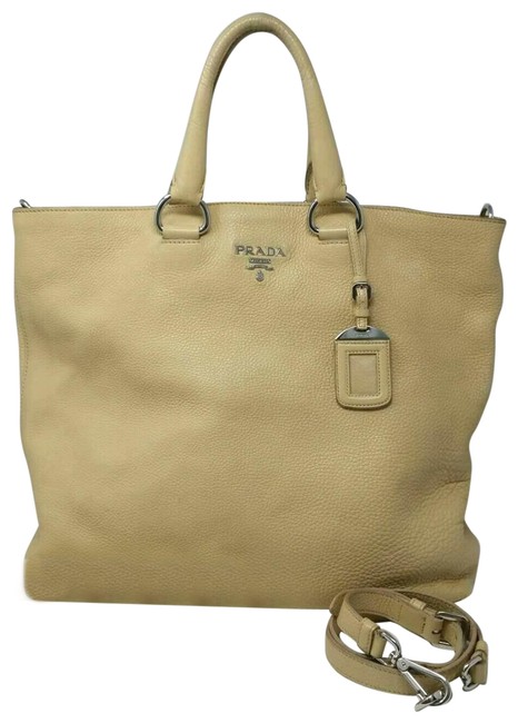Prada Large Vittelo Daino Yellow Leather Tote