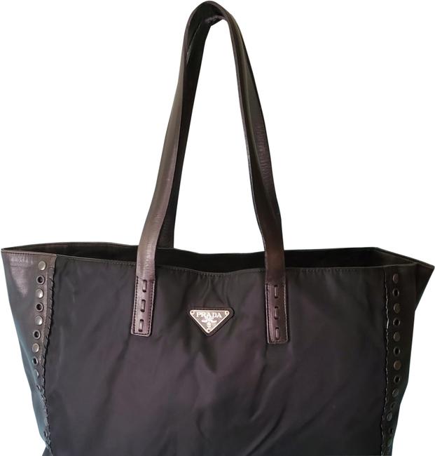Prada Leather Black Canvas Tote