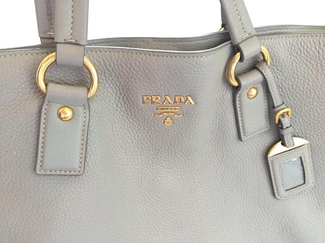Prada Bag Leather Large Light Grey with Gold Hardware Saffiano Tote