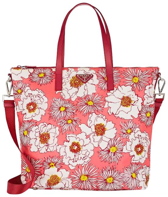 Prada Leather trimmed Floral Rosa Dis Fiore Tote
