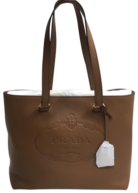 Prada Logo 1bg100 Canella Vitello Phenix Calfskin Tote