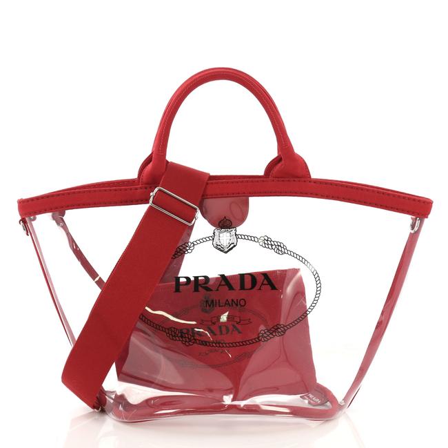 Prada Logo Red Pvc Tote