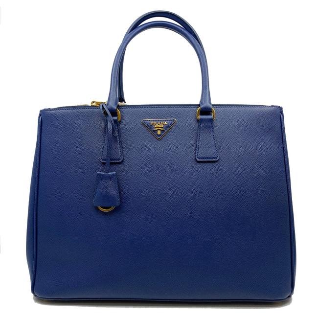 Prada Lux Double Double zip Ladies 1ba786 F0016 Blue Saffiano Leather Tote