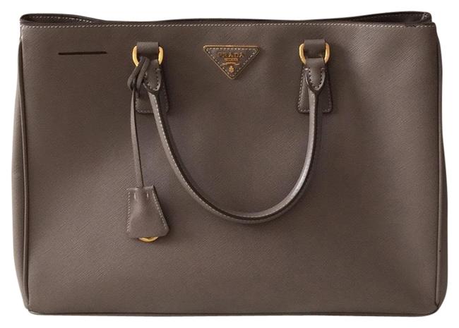 Prada Large Gardeners Light Gray Saffiano Leather Tote