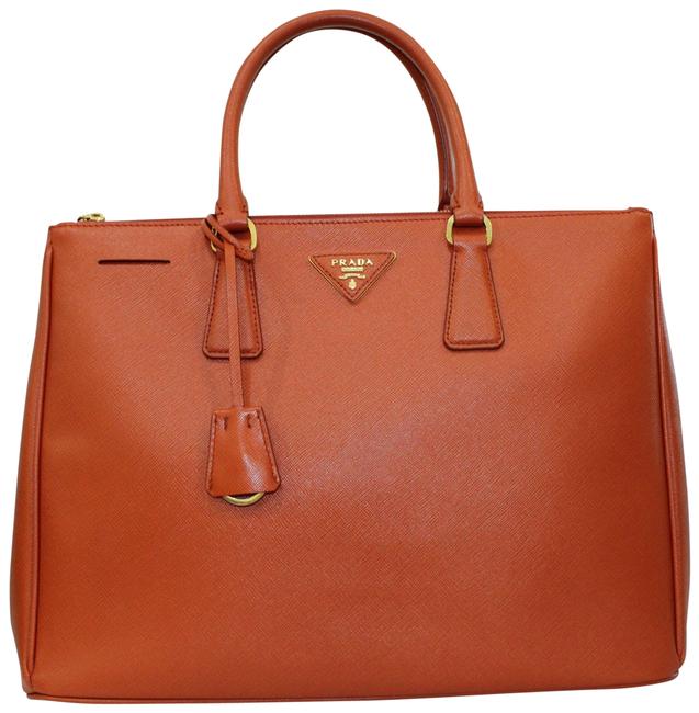 Prada Lux Large Orange Saffiano Leather Tote