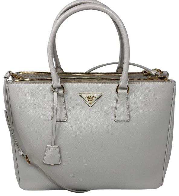 Prada Lux Large Saffiano Handbag Talco Leather Tote