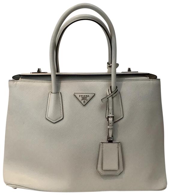 Prada Lux Large Saffiano Ivory Textured Leather Tote