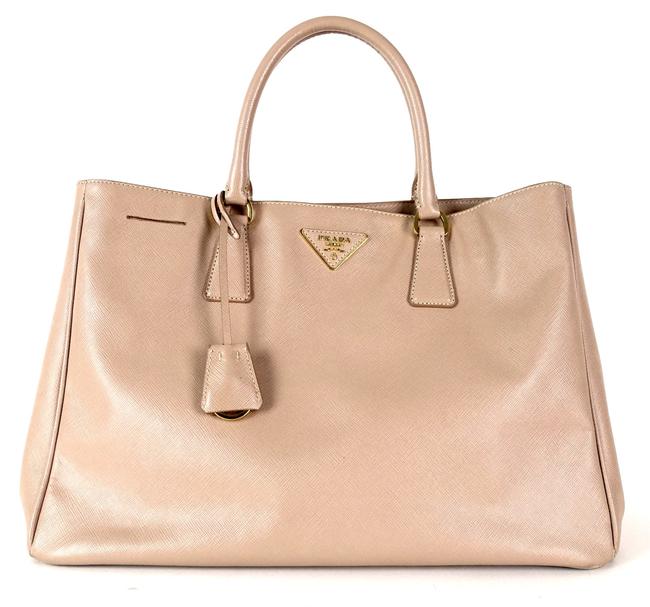 Prada Bag Lux Medium Saffiano Beige Leather Tote