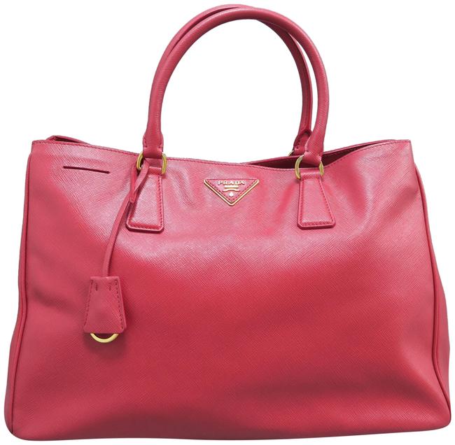 Prada Lux Medium Saffiano Red Calfskin Leather Tote