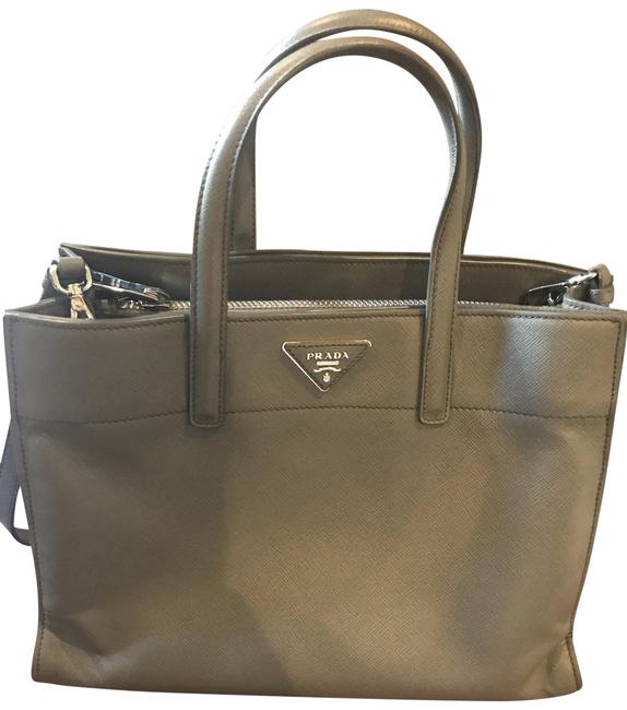 Prada Lux Medium Satchel Gray Saffiano Leather Tote