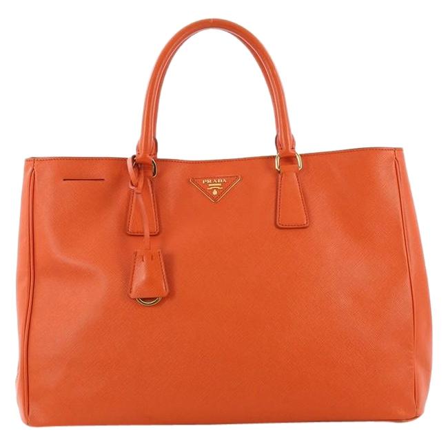Prada Open Lux Saffiano Large Orange Leather Tote