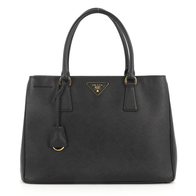 Prada Open Lux Saffiano Medium Black Leather Tote