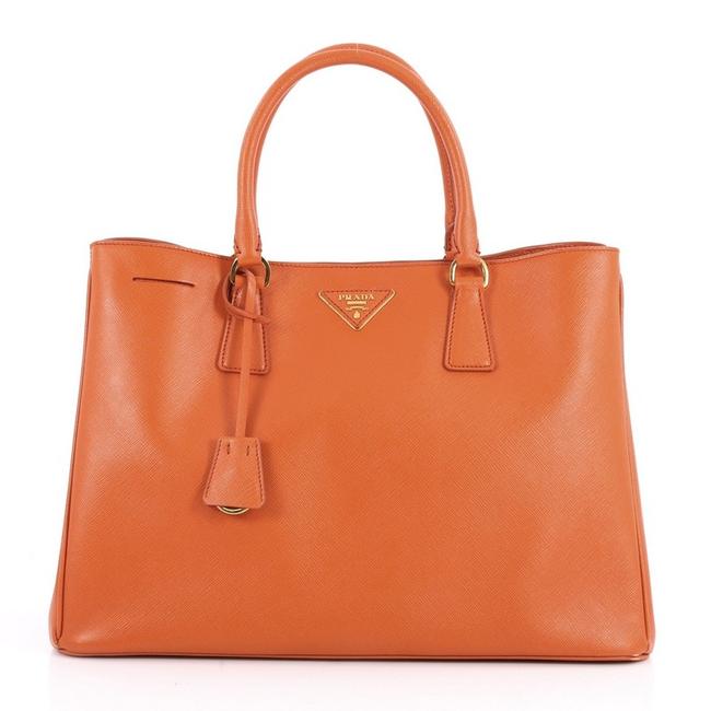 Prada Open Lux Saffiano Medium Orange Leather Tote
