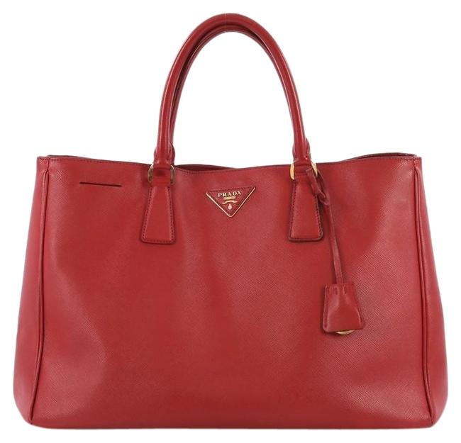 Prada Open Lux Saffiano Medium Red Leather Tote