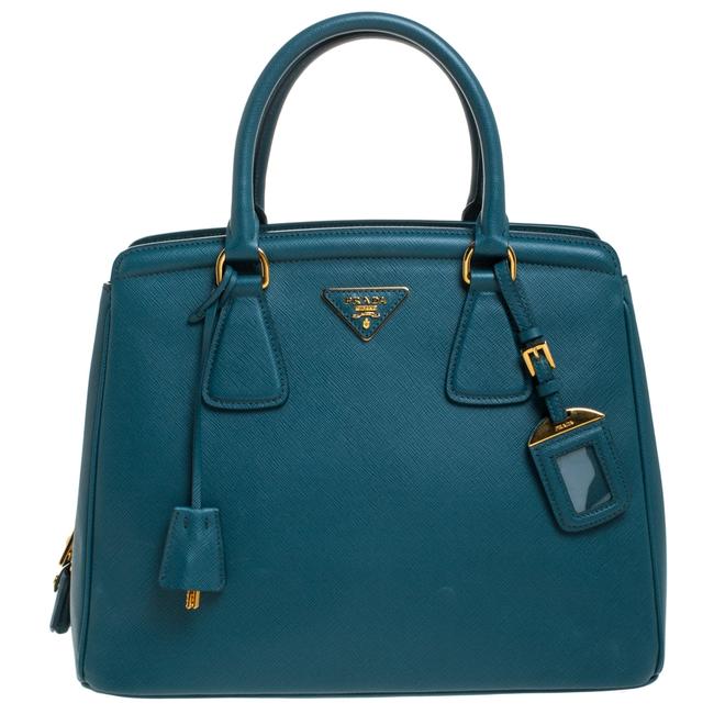Prada Lux Ottanio Saffiano Parabole Blue Leather Tote