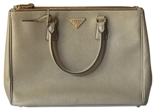 Prada Lux Saffiano Argilla Grey Leather Tote