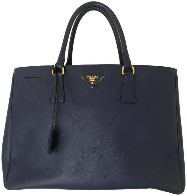Prada Lux Saffiano Large Blue Leather Tote