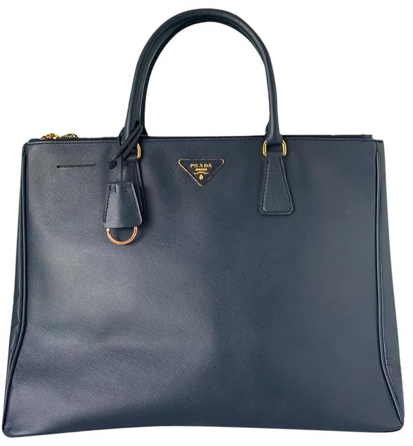 Prada Lux Saffiano Large Blue Tote