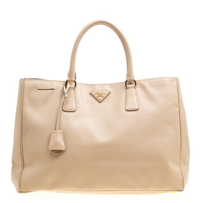 Prada Lux Saffiano Large Gardeners Beige Leather Tote